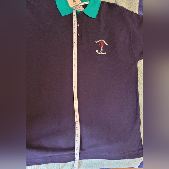 Clan Royal The Old Course St. Andrews Golfwear Polo Blue Green NEW Men's Large - Picture 9 of 11